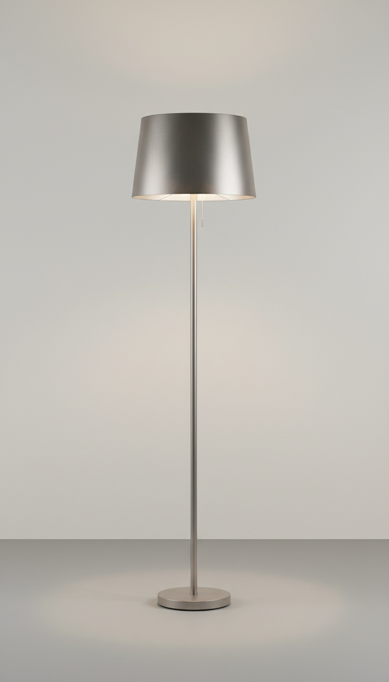 Brushed metal floor lamp